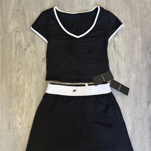 Fabletics Black and White Mini Skirt and top size small